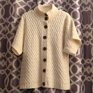 Style & Co White Button up, short sleeve Sweater.
